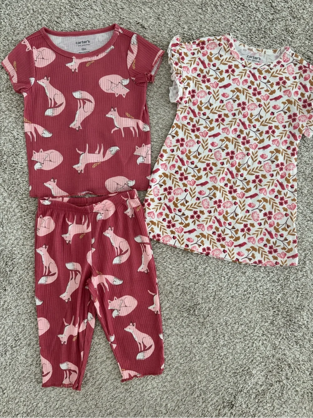 Carter's Fox Print PJ Set + Floral Nightgown